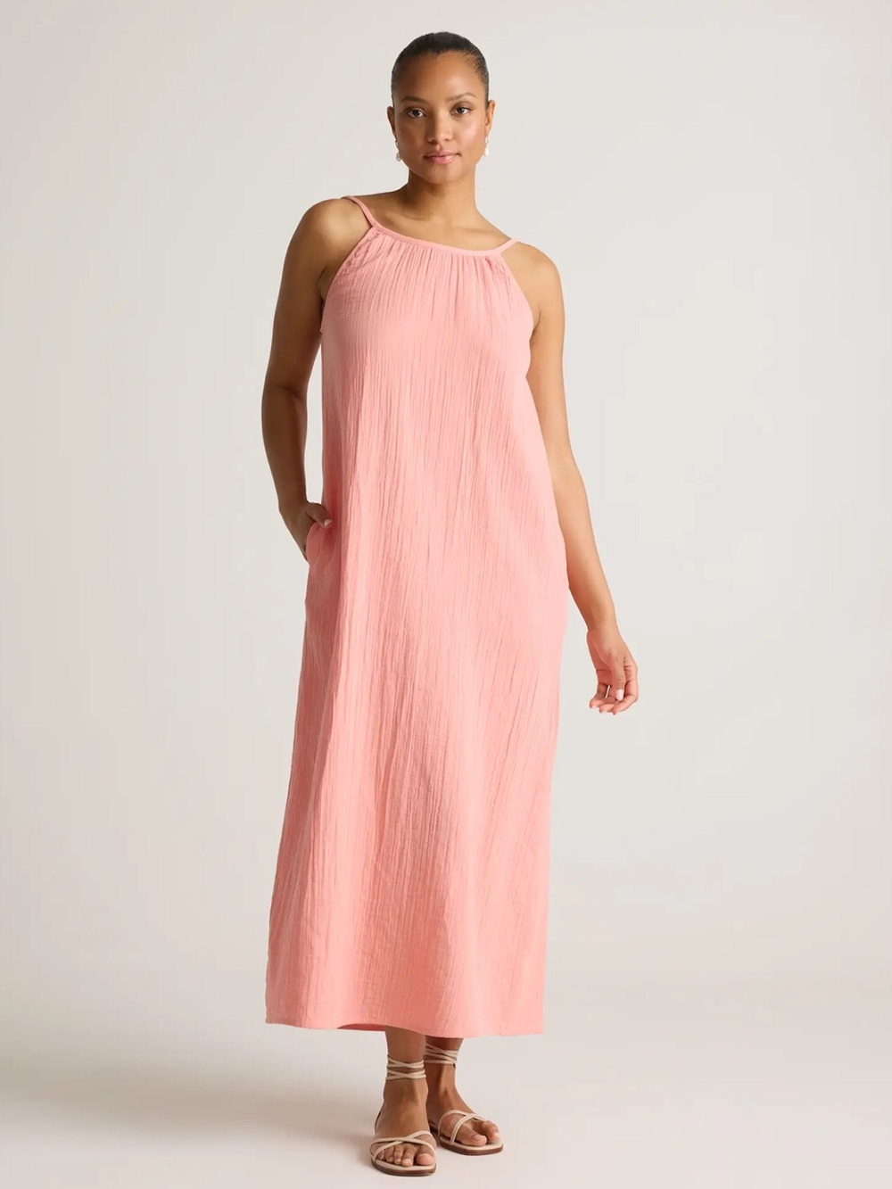 Quince 100% Organic Cotton Gauze Sleeveless Maxi Dress